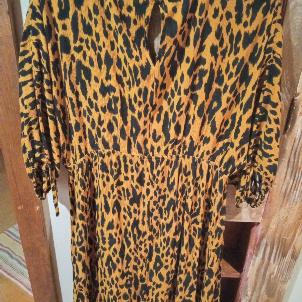 Umgee Animal Print Dress in Black and Tan - Picture 2 of 9